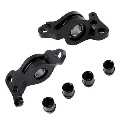 Black spherical compliance bracket kit for 92-95 Honda Civic and 94-01 Acura Integra suspension from JackSpania Racing, shown in image.