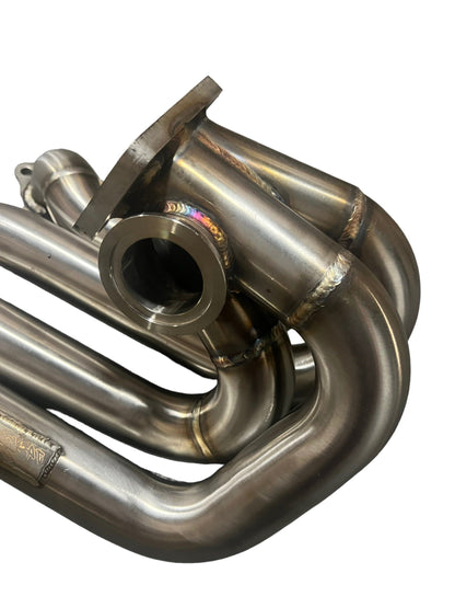 Jack Spania Racing H Series T3 top mount turbo manifold for GSR, Si, H22A, F20B engines, compatible with Civic DC2 H22.
