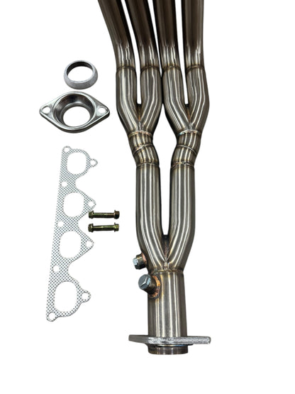 JackSpania Racing H2B header for H Series Swap SP 4-2-1 exhaust system, compatible with H22A and F20B engines, close-up view.