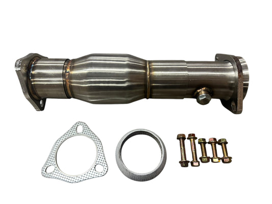 JackSpania Racing 3-way slip fit adjustable telescoping catalytic converter for exhaust system, 2.5 to 3 inches, catted exhaust part