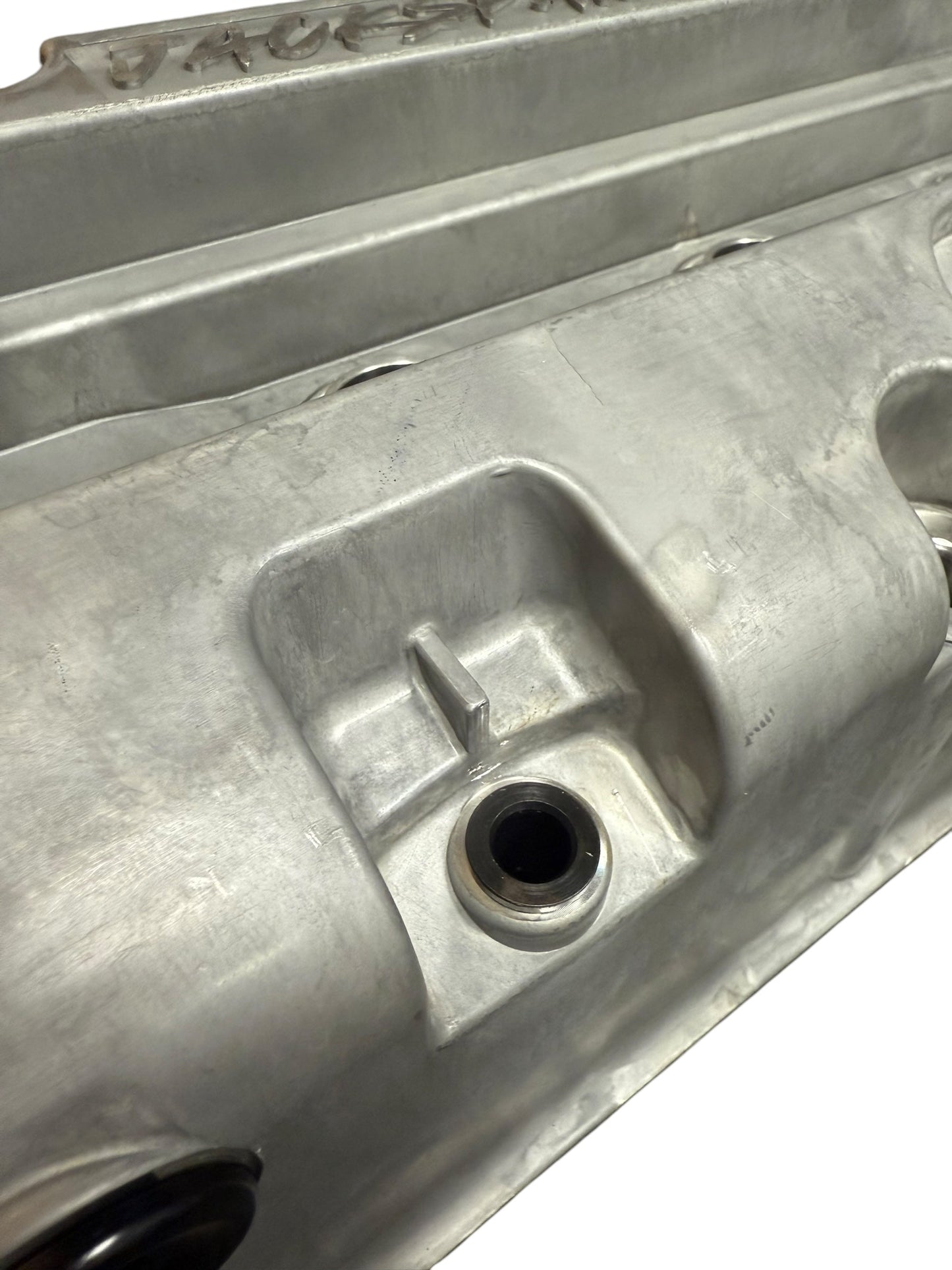 Cast aluminum K Series vented valve cover baffle for Honda Acura K20 and K24 engines, featuring AN10 fittings by Jack Spania Racing.