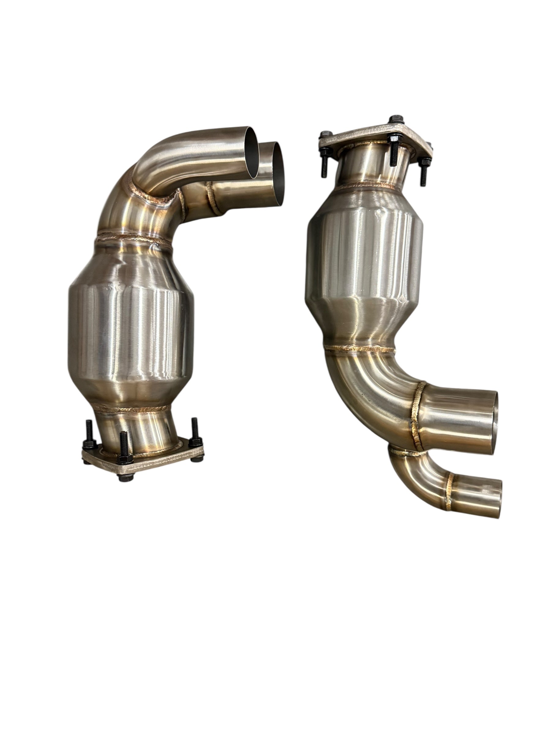 JackSpania Racing Porsche 991.2 Carrera PSE Sport Exhaust Cat Bypass Pipes installed on a 2017-2019 model, showcasing high-performance exhaust parts.