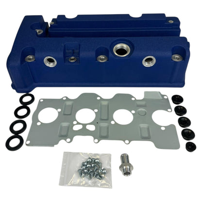 Cast aluminum K Series vented valve cover baffle with AN10 fitting for Honda and Acura K20 and K24 engines, by Jack Spania Racing.