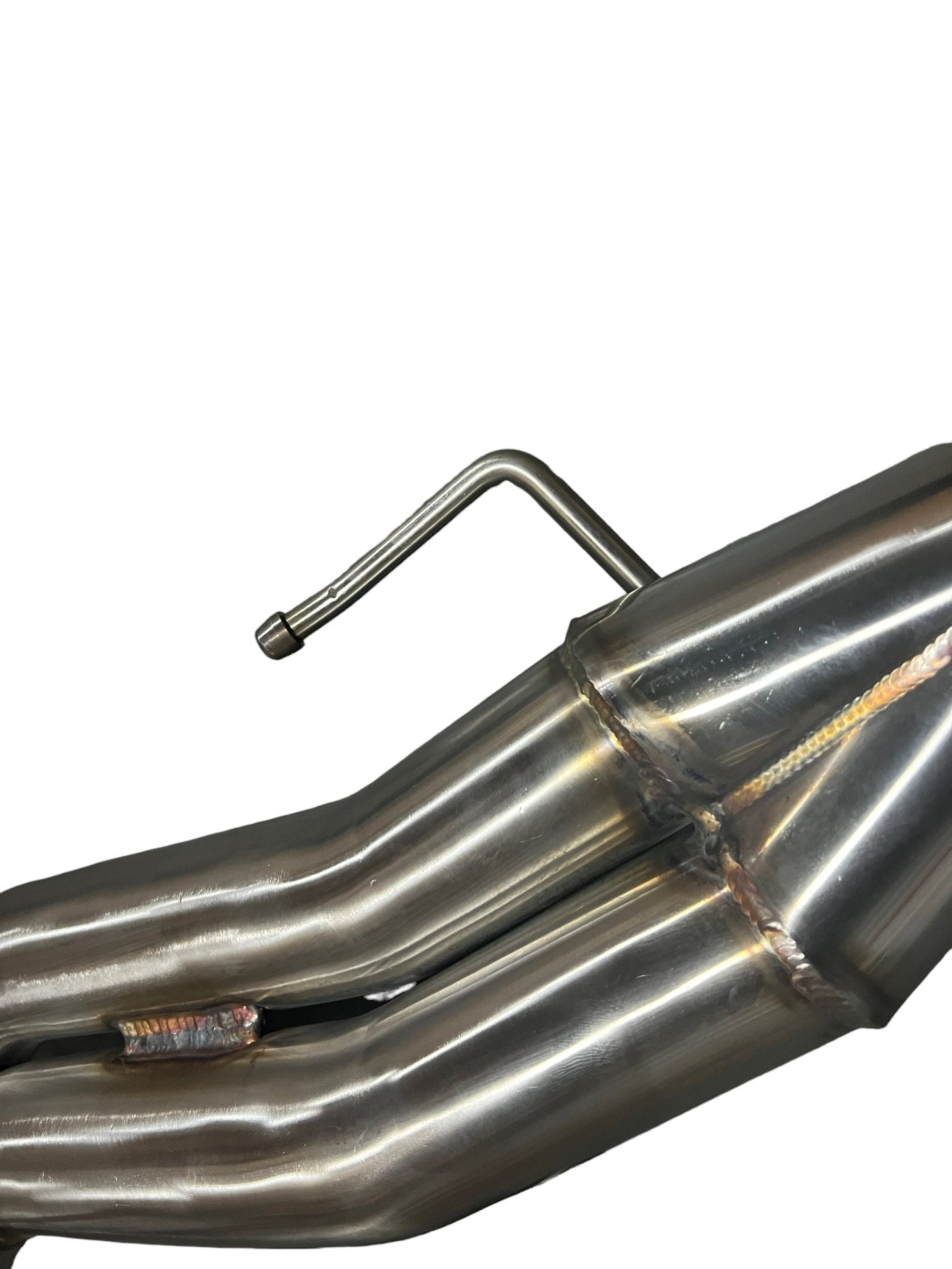 Stainless steel JackSpania Racing J Series J Pipe header for Honda Acura V6 models 2003-2008, front view showing polished finish.