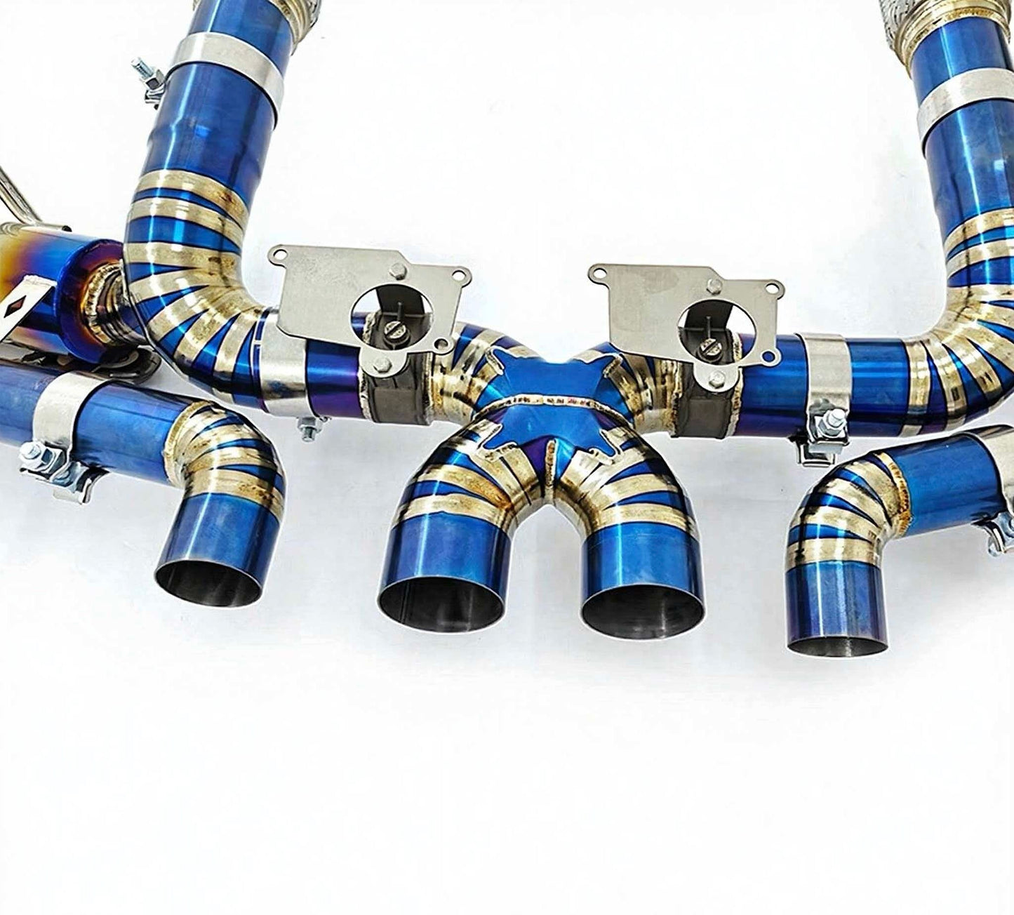 JackSpania Racing C8 Z06 Titanium Valved Catback Exhaust System with polished tips and sleek piping.