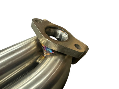 JackSpania Racing K Series K20 Civic Si turbo manifold with T3 downpipe, 2.5-inch dump tube, and 4-bolt flange for exhaust system.