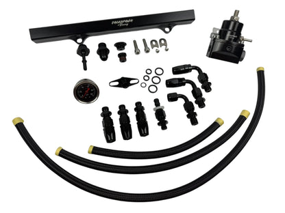 Jack Spania Racing K Series Budget Tucked K Swap Fuel Line System Kit for K20 K24 engines in Honda Civic Integra with AN6 fittings.