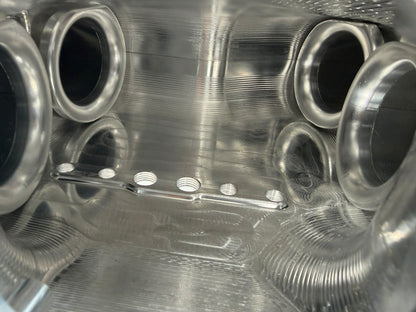 Rear facing billet intake manifold for Subaru WRX STi 04-21 with 64mm throttle body, manufactured by JackSpania Racing.