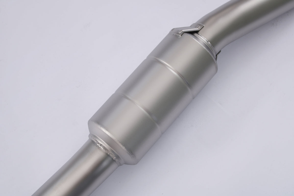 Honda Civic 1.5T sedan valved cat-back exhaust system by JackSpania Racing, showing the polished stainless steel exhaust pipes and valves.