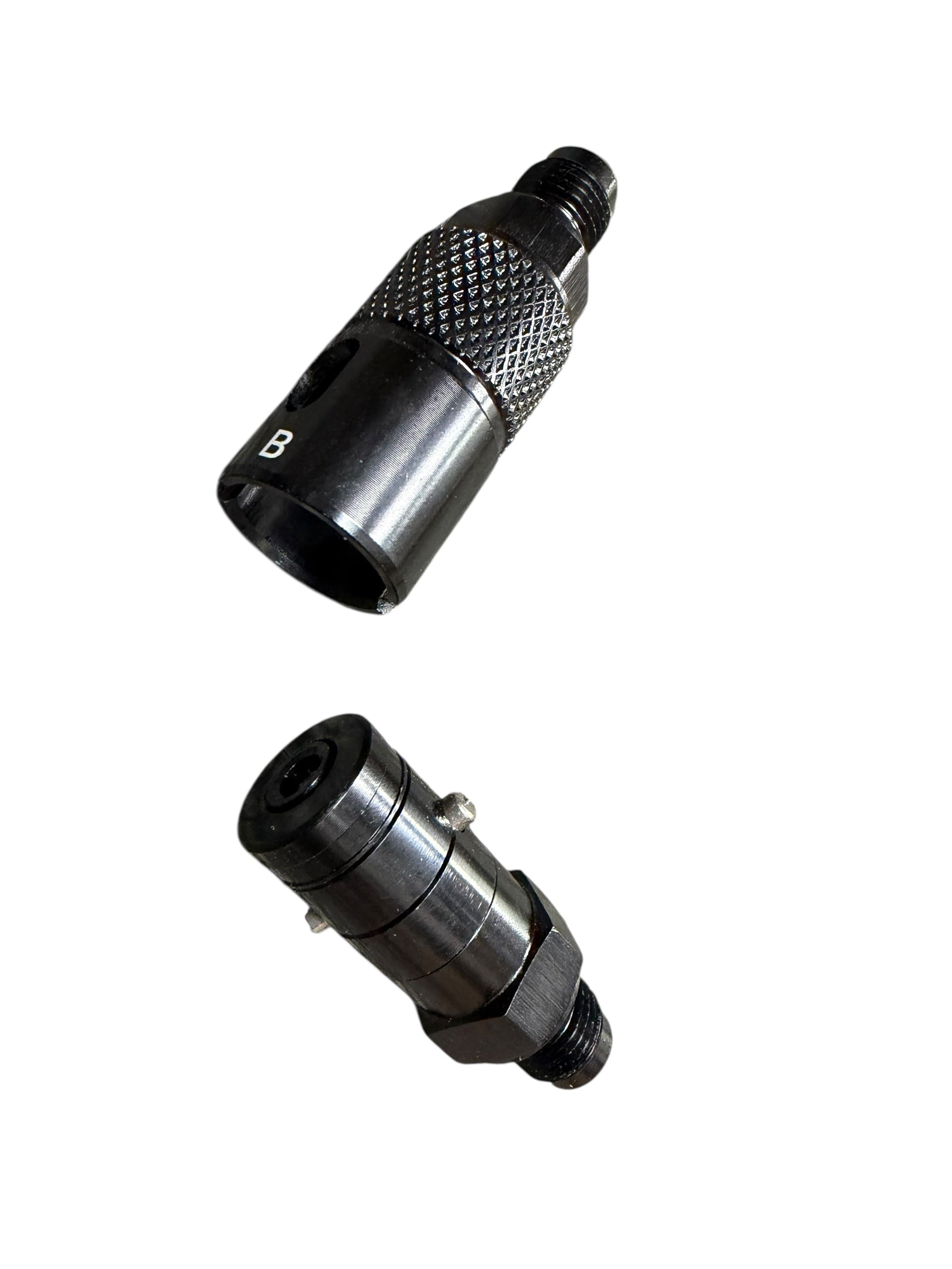 JackSpania Racing 3AN dry break quick release adapter for clutch and brake fittings, shown in a close-up view.