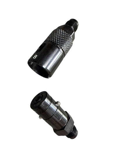 JackSpania Racing 3AN dry break quick release adapter for clutch and brake fittings, shown in a close-up view.