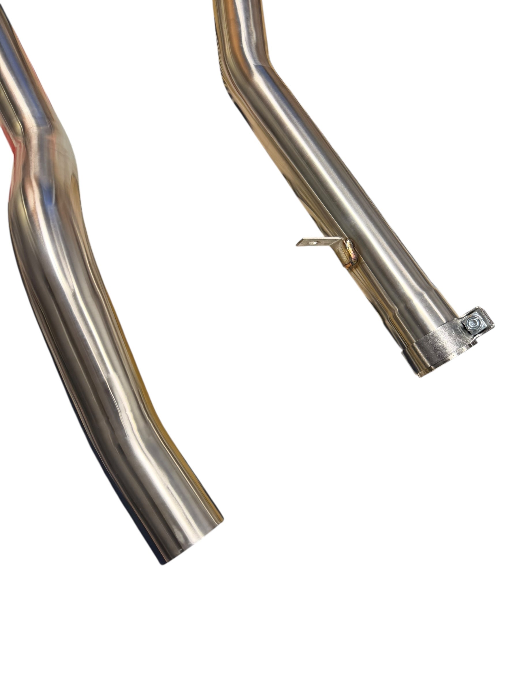 High flow catless J-pipe downpipe for 2022+ Subaru WRX VB by JackSpania Racing, featuring stainless steel exhaust parts.