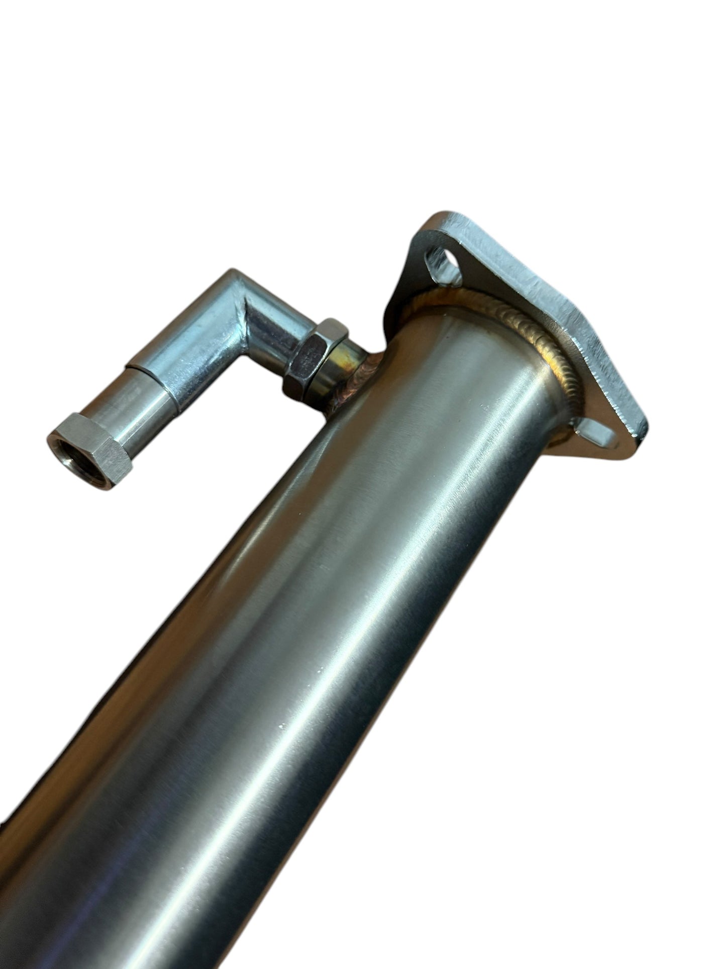 Universal 2.5-inch bolt-on test pipe for exhaust systems by JackSpania Racing, shown with flange and smooth pipe surface.