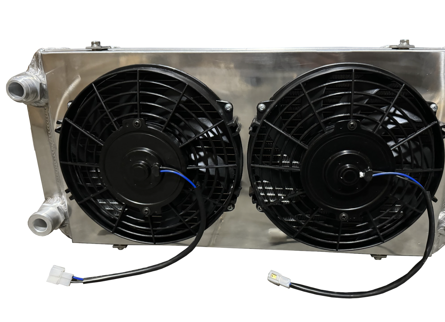 Full size tucked radiator for Honda Acura B Series and K Series engines, by Jack Spania Racing, with 16AN shroud visible.