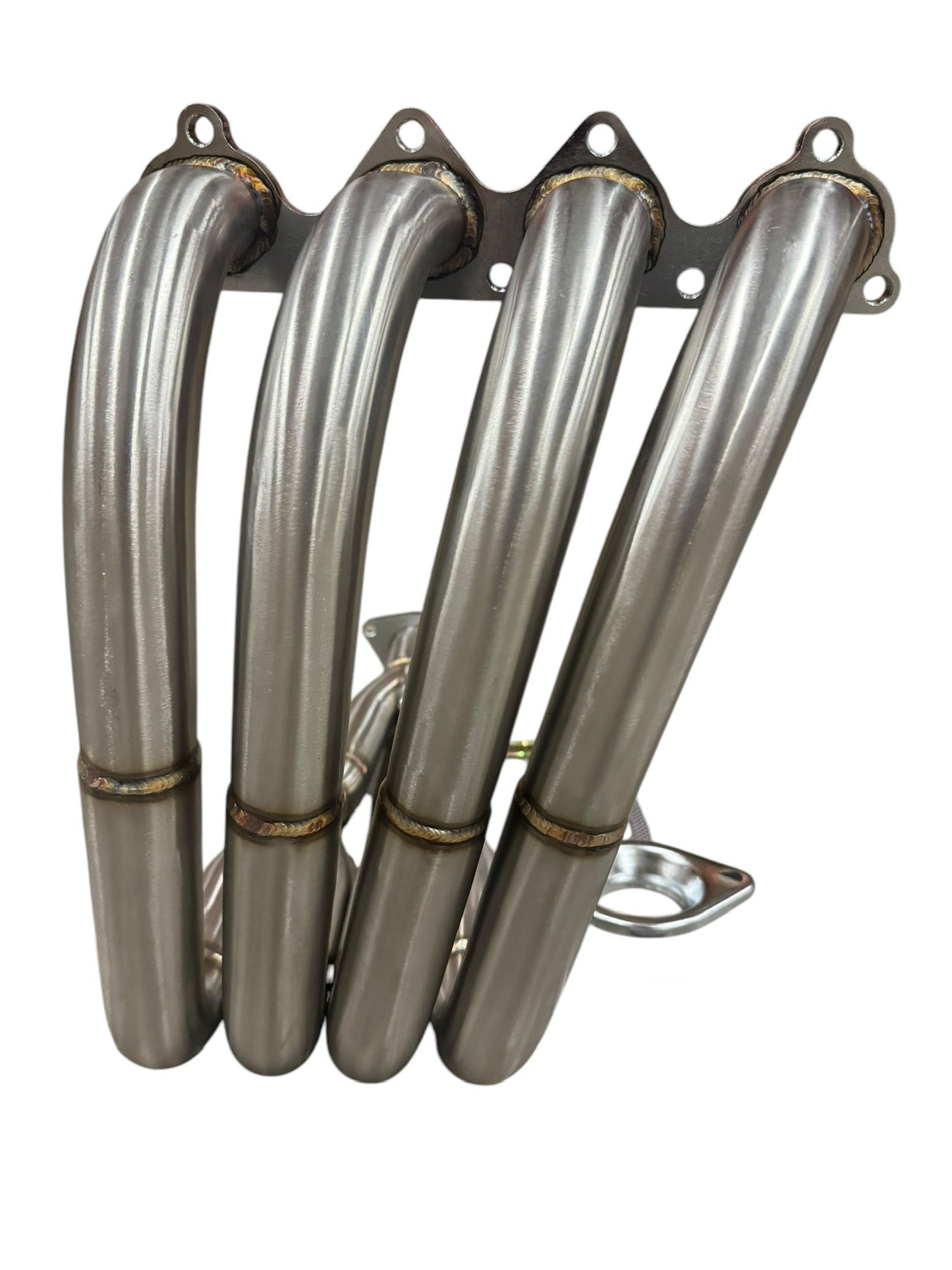 JackSpania Racing H2B header for H Series Swap SP 4-2-1 H22A F20B exhaust header with polished finish, showcasing the exhaust pipe details.