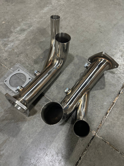 JackSpania Racing Porsche 991.2 Carrera PSE Sport Exhaust Cat Bypass Pipes installed on a 2017-2019 model, showing polished exhaust components.