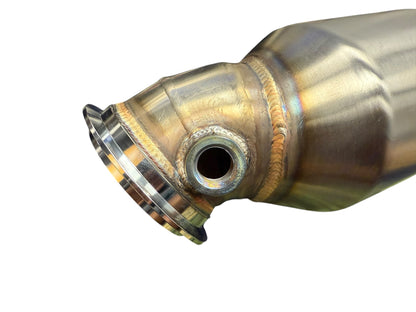 JackSpania Racing BMW S58 M2 G80 M3 G82 M4 G87 M2 high flow downpipe with catalytic converters, exhaust performance parts