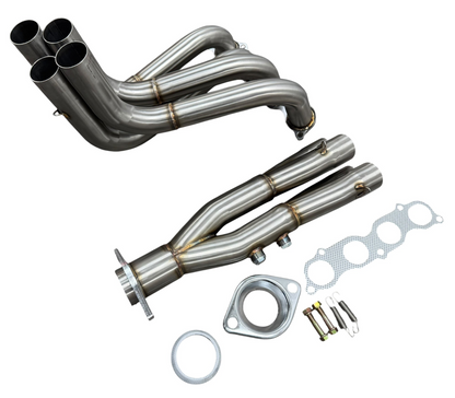 Jack Spania Racing K Swap K20 K24 exhaust header with 2-bolt, 4-2-1 tri-Y design for EK, EG, DC2 Civic exhaust parts.