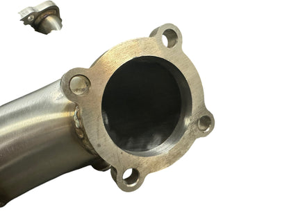 JackSpania Racing K Series K20 Civic Si turbo manifold with T3 downpipe, 2.5-inch diameter, 2-bolt dump tube, 4-bolt connection