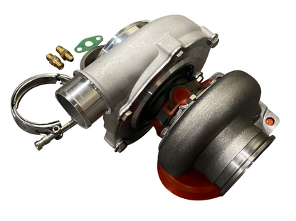 JackSpania Racing Gen 2 GT3076 GTX30 turbo billet wheel for T3 .63 A/R, shown in close-up with detailed turbine blades.