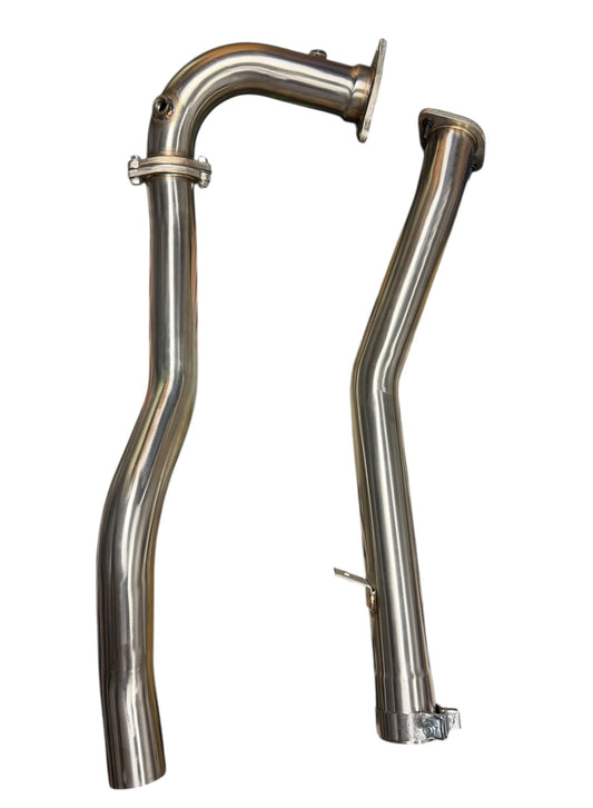 JackSpania Racing high flow catless J-pipe downpipe for 2022+ Subaru WRX VB, exhaust parts designed for improved performance.