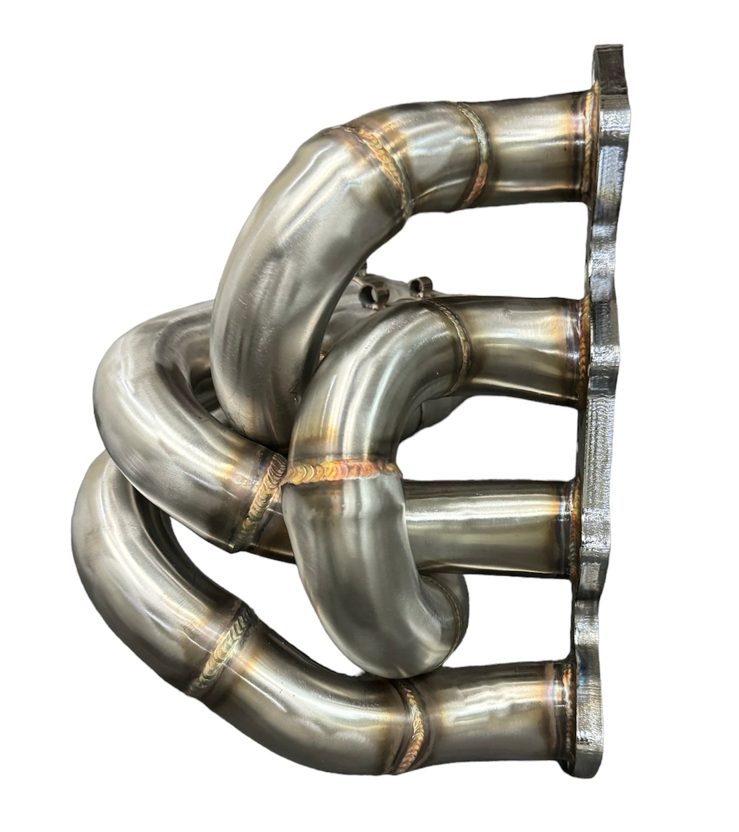 JackSpania Racing B Series Bisi Style Header V2 4-1 Merge Collector for B18 B20 engines, showing polished exhaust header with merge collector