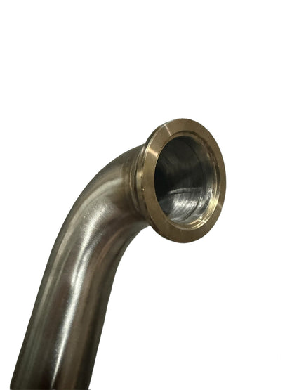 JackSpania Racing stainless steel wastegate dump tube for TiAL fitment, available in 38mm, 44mm, and 60mm sizes, engine parts.