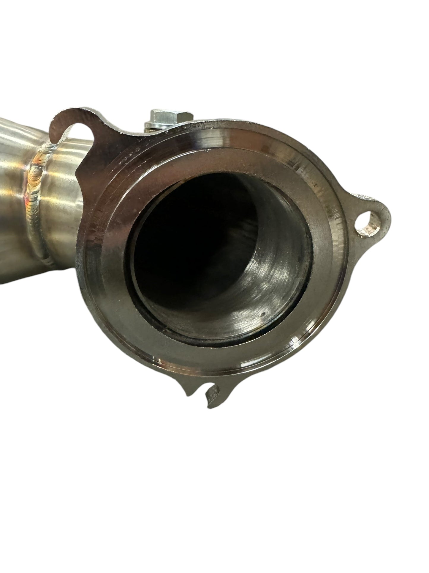 JackSpania Racing 3-inch catted downpipe for 2014+ Ford Fiesta ST, made of durable 304 stainless steel exhaust part