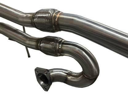 JackSpania Racing J-Pipe for 2015-2020 Honda TLX FWD and 2013-2017 Accord V6 exhaust parts, showing the metal pipe with mounting flanges.