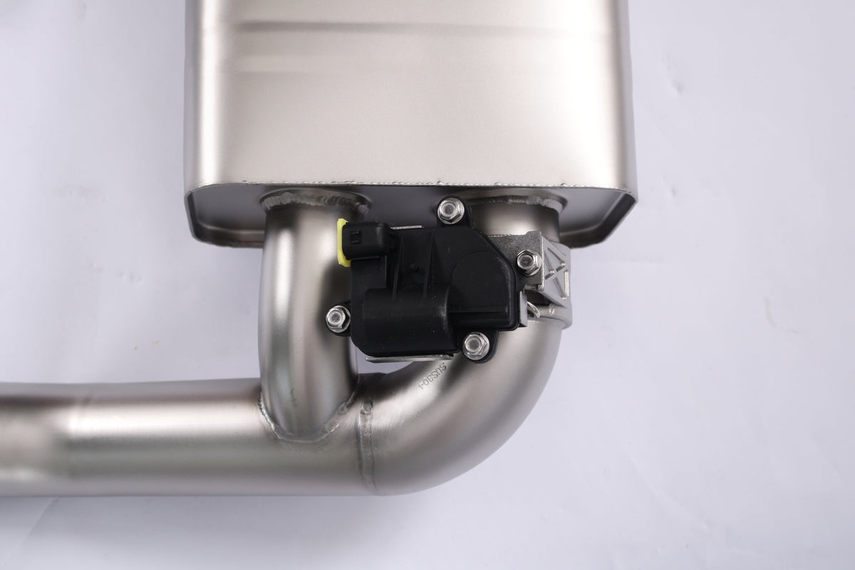 JackSpania Racing 2016-2021 Honda Civic 1.5T sedan valved cat-back exhaust system with polished metal pipes and muffler.