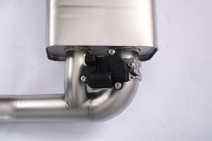 JackSpania Racing 2016-2021 Honda Civic 1.5T sedan valved cat-back exhaust system with polished metal pipes and muffler.