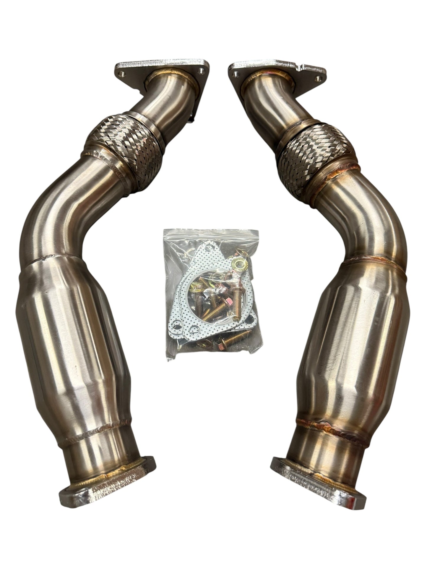 JackSpania Racing resonated catless Helmholtz downpipe for Nissan 350Z, 370Z, Infiniti G35, G37 exhaust parts, test pipe with detailed welds