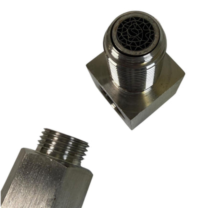 JackSpania Racing O2 Sensor Spacer for CEL fix, P0420, P0430, 45-degree exhaust parts for improved sensor fit.