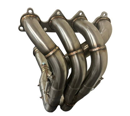Jack Spania Racing H22 Swap Megaphone Race Header for EG EK DC2 cars with 4-2-1 Tri-Y H Series exhaust, 3-inch exit.