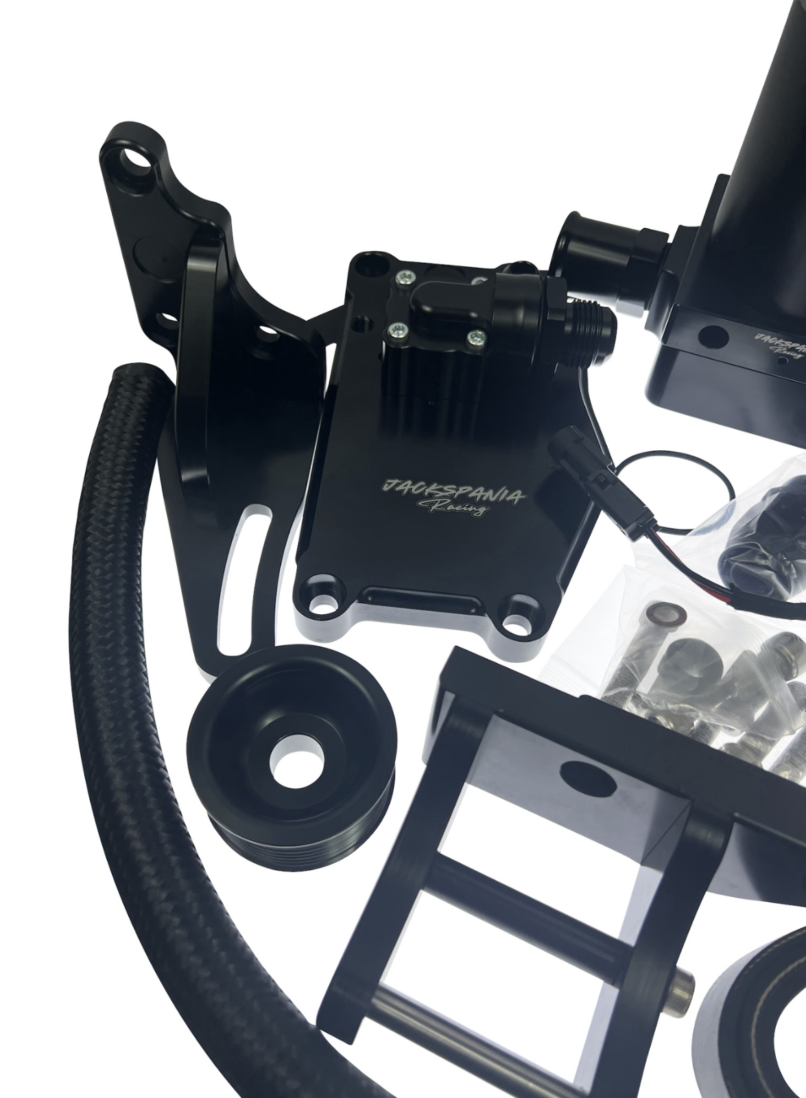 JackSpania Racing billet K20 K24 K Series electric water pump plate kit for engine cooling and performance.