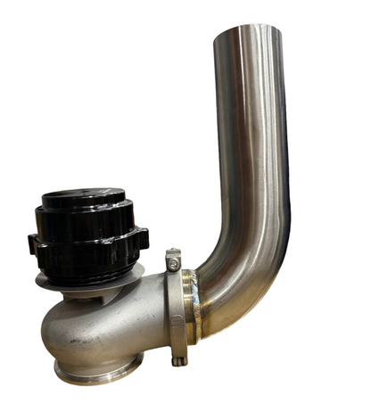 JackSpania Racing stainless steel wastegate dump tube in 38mm, 44mm, or 60mm sizes, compatible with TiAL fitment, for engine performance.
