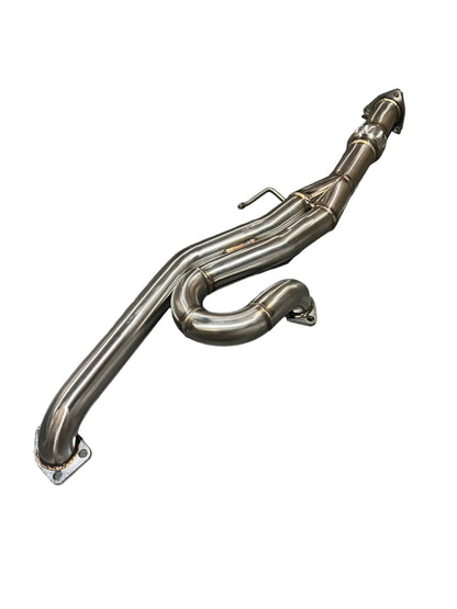 Stainless steel J Series J pipe header for Honda Acura V6 models from 2003 to 2008, designed for performance exhaust systems.