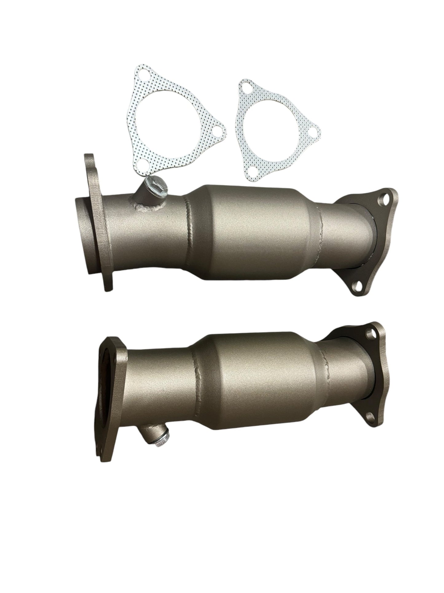JackSpania Racing 2020+ C8 Chevrolet Corvette high flow sport cats catalytic converter downpipes, 3-inch exhaust parts, with polished finish.