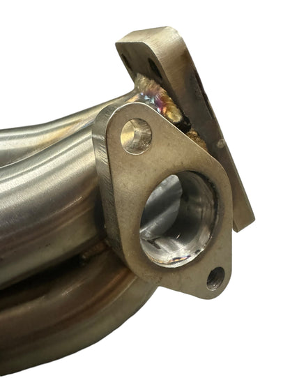 JackSpania Racing K Series K20 Civic Si turbo manifold with T3 downpipe, 2.5-inch dump tube, and 4-bolt exhaust connection.
