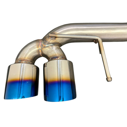 JackSpania Racing axle back exhaust for Chevrolet Corvette C8 2020+ with 6.2L V8, showing the 3-inch muffler pipe.