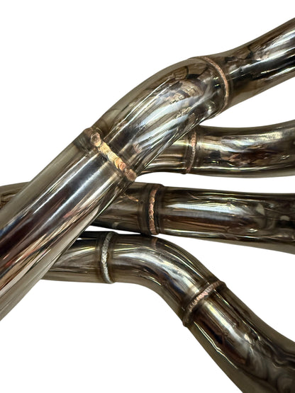 Stainless steel Tri-Y exhaust header for Honda S2000 K swap, K20, K24 engines, by JackSpania Racing, with 2.5-inch collector.