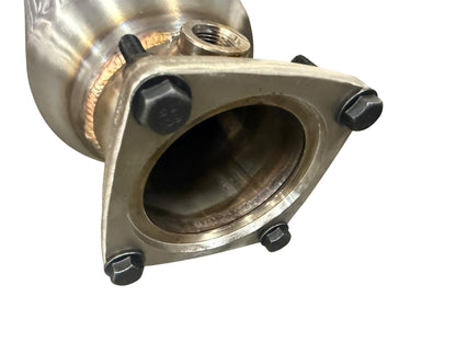 JackSpania Racing Porsche 991.2 Carrera exhaust parts with PSE Sport Exhaust Cat Bypass Pipes, showing polished metal components and piping