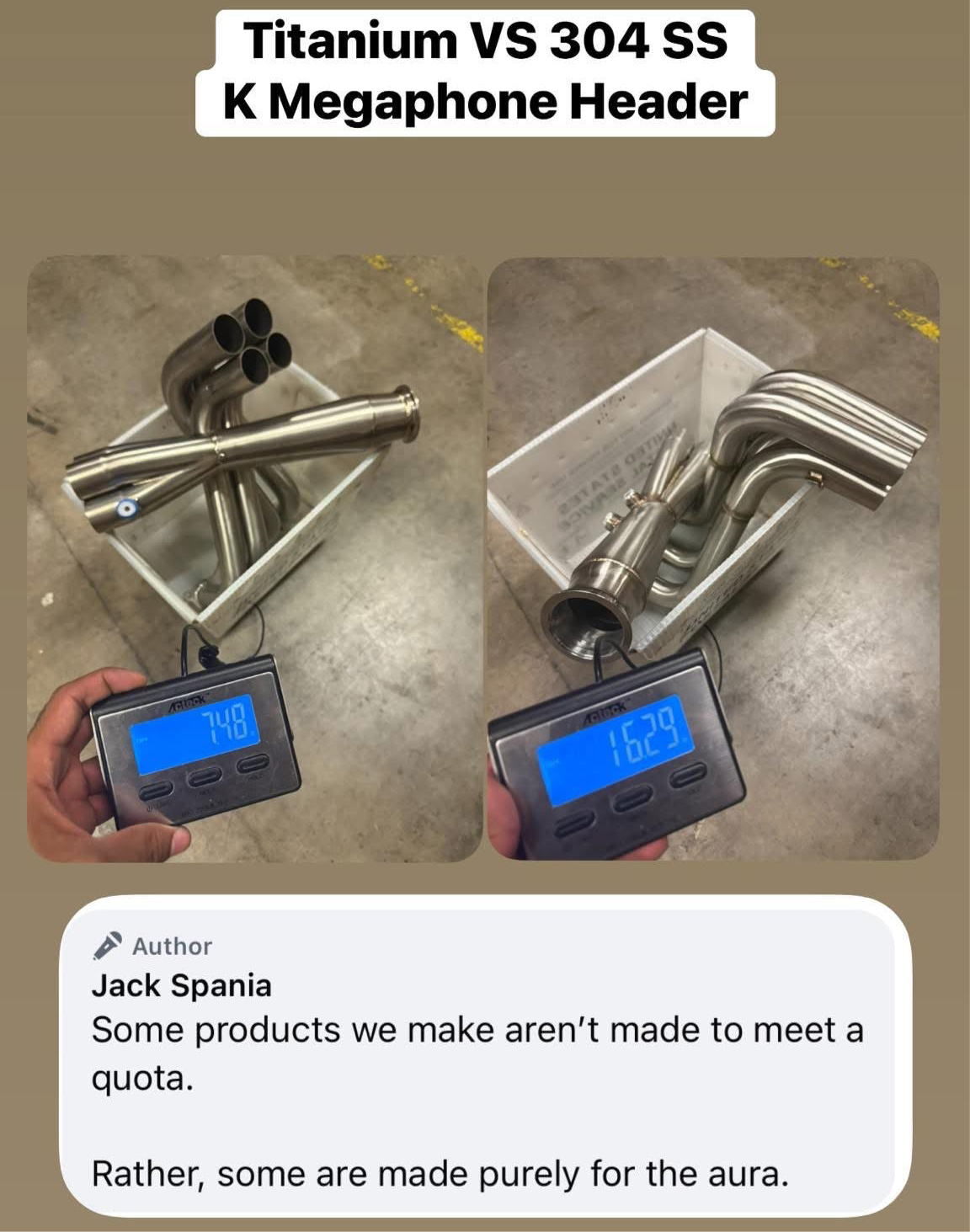 Titanium K Series K20 K24 megaphone pipe exhaust with 3-inch 4-1 Tri-Y design for EK and EG Honda models by Jack Spania Racing