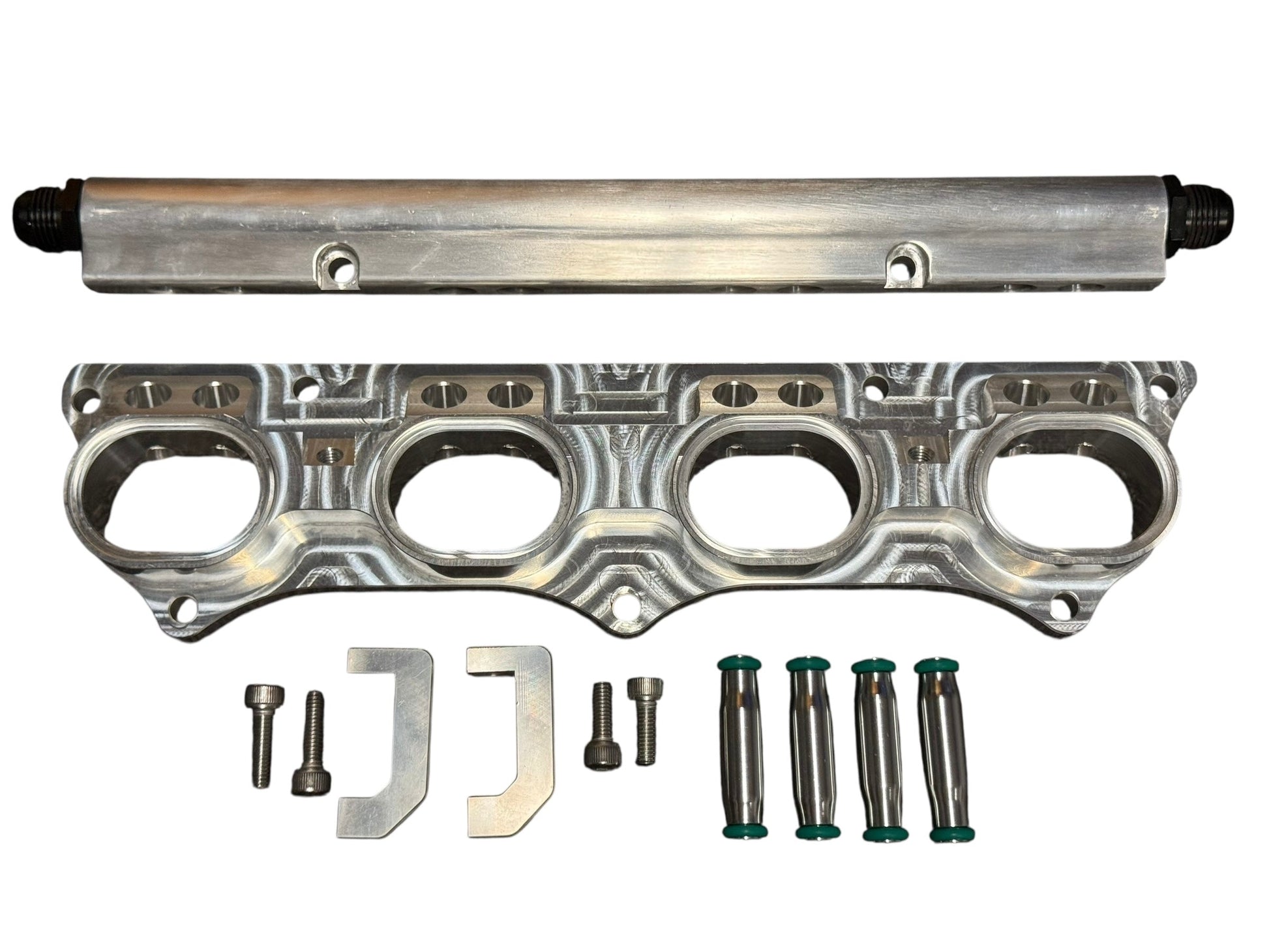 JackSpania Racing billet intake manifold adapter flange with 4 or 8 injector ports for B16, B18, K20, K24 engines.