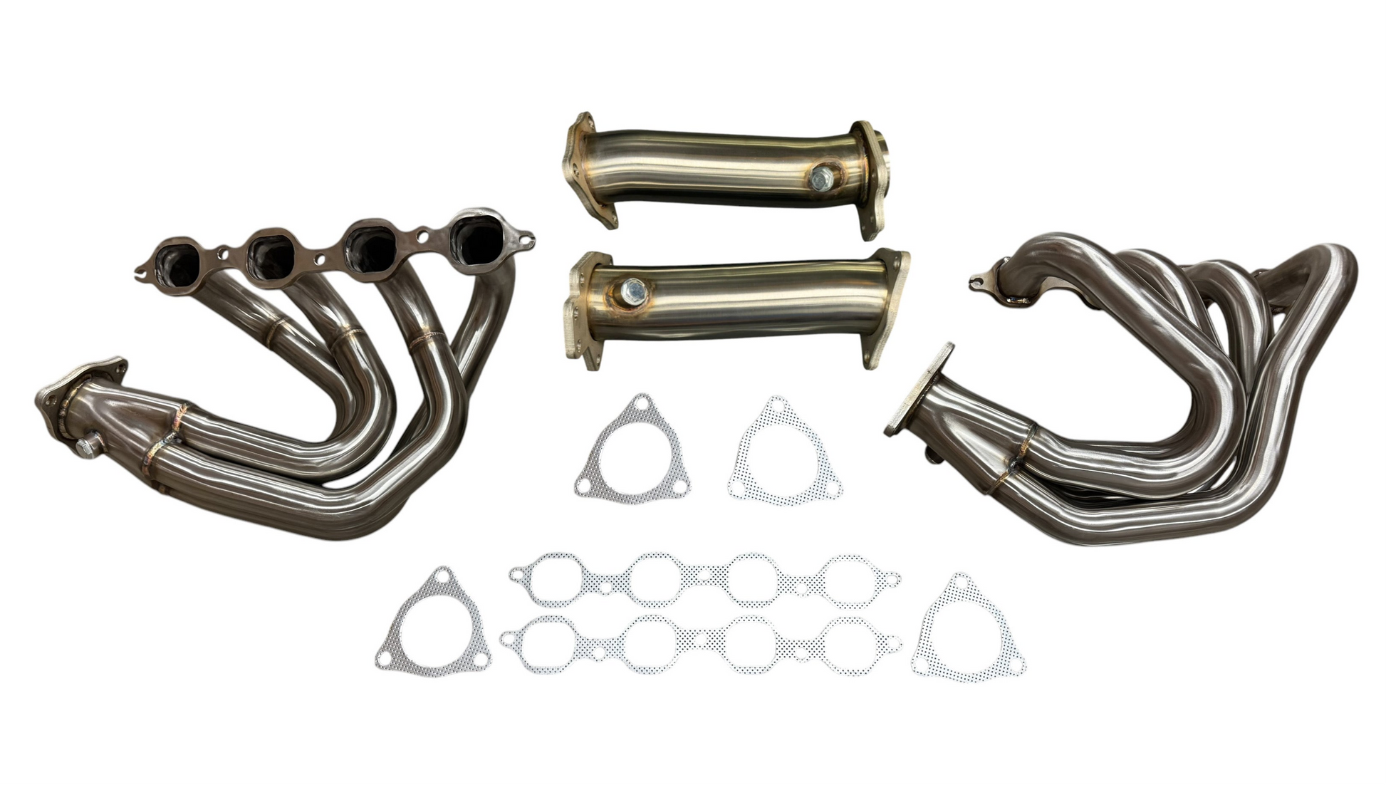 JackSpania Racing C8 Corvette 1 7/8" headers for 6.2L LT2 engine, exhaust parts for 2020-2025+ models, shiny metal finish