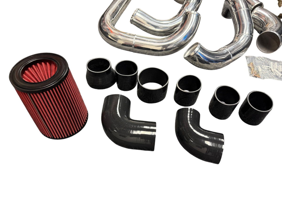 Heavy-duty JackSpania Racing turbo kit with intercooler for 1999-2013 Chevy Silverado and GMC Sierra LS engines.
