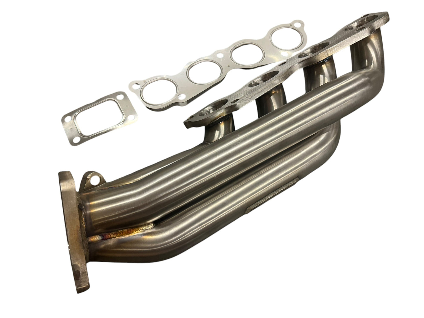 JackSpania Racing K Series K20 Civic Si turbo manifold with T3 downpipe and 2.5-inch dump tube, 2-bolt and 4-bolt exhaust parts.