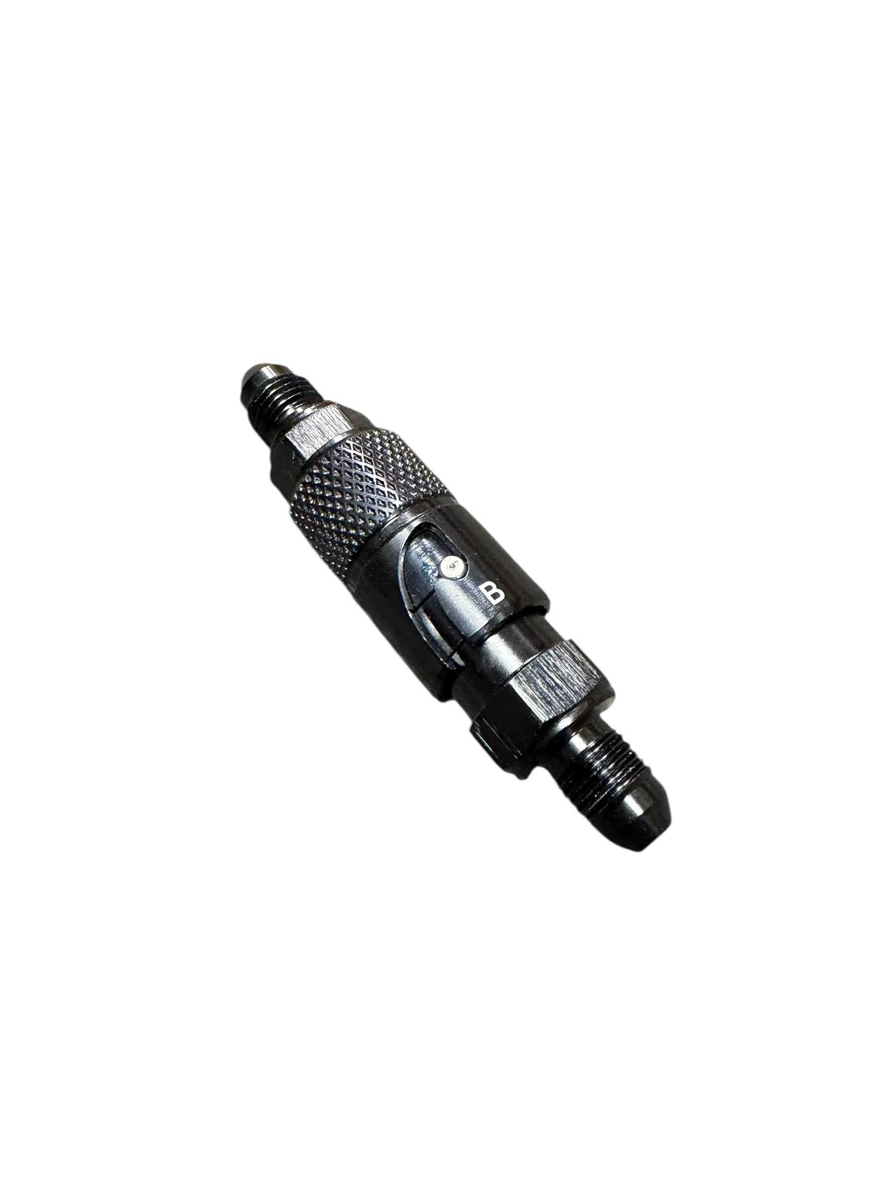 JackSpania Racing 3AN dry break quick release adapter for clutch and brake connector fitting, interior view with fittings attached.