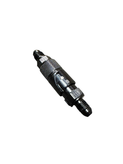 JackSpania Racing 3AN dry break quick release adapter for clutch and brake connector fitting, interior view with fittings attached.