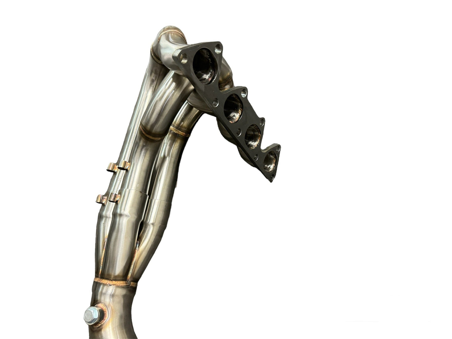 JackSpania Racing B Series Bisi Style Header V2 4-1 Merge Collector for B18 B20 engines, showing polished exhaust manifold with welds.